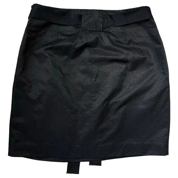 Banana Republic Mini Skirt Black Belted pleats Size 4 Lined Zip Pockets A-line - Picture 3 of 7